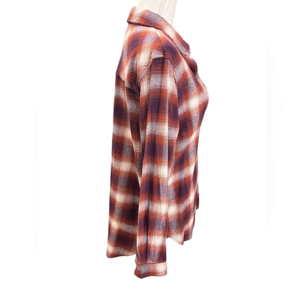 GAP Moana Plaid Button Down Shirt Rust/Burgundy —… - image 3